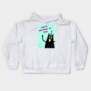 Happy Birthday Retro Black Cat Kids Hoodie